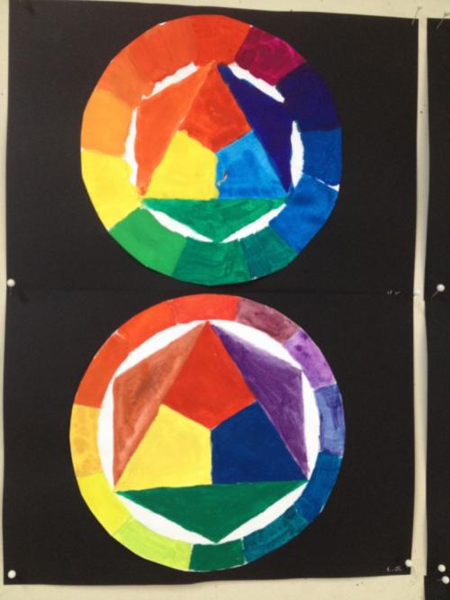 Zeichenunterricht zum Thema Farbkreise in der Klasse 6c Schulhaus Birch