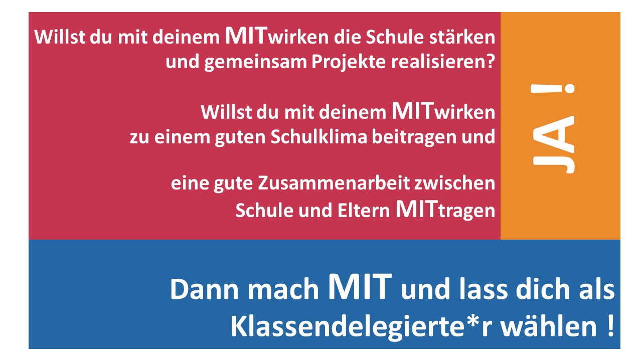 Lass Dich als Klassendelegierte*r wählen!
